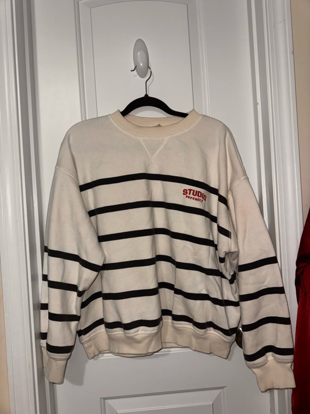 H&M White & Black Striped Women's Crewneck Sweater
